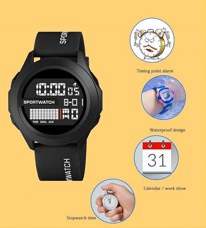 Original Poshi Sport Watch For Man Luxury Digital Wristwatch Stopwatch 3