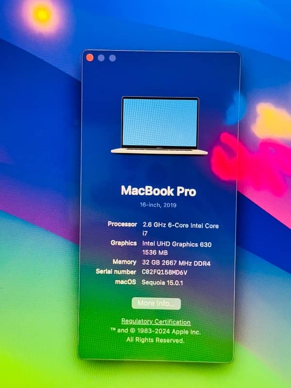 Macbook pro 2019 16" 32gb 512gb 3