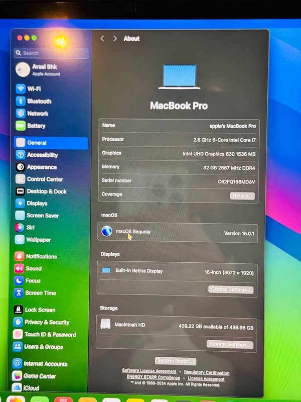 Macbook pro 2019 16" 32gb 512gb 5