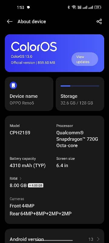 oppo Reno 5 12/128 official PTA approved 3