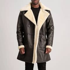 premium Quality Genuine Leather inside Warm Soft Furr long coat