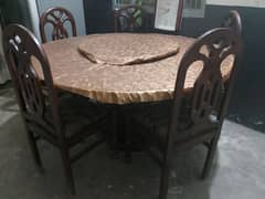 round and rotate dining table with 5 chairs