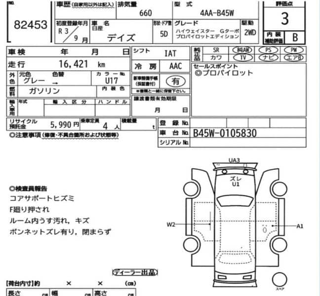 Nissan Dayz Highway Star Hybrid G Turbo Propilot 2021 Auction Grade 3 5