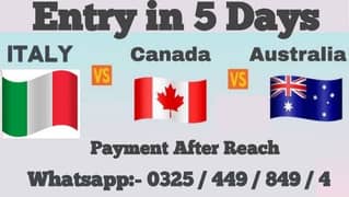 Job(Entry in 5 Day In Italy & Canada & Australia ) Payment after reach