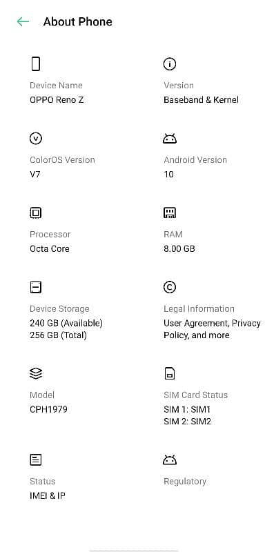 Oppo reno Z 8Gb ram 256 Rom 0