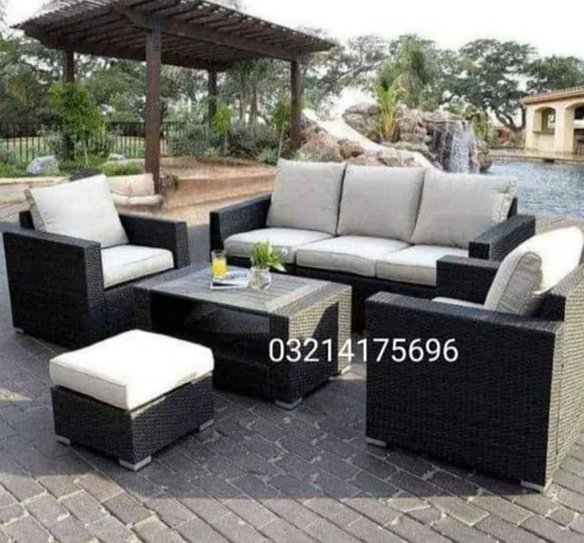 RATTNA OUTDOOR GARDEN UPVC FURNITURE SOFA SET CHAIRS TABLE UMBRELLA 6