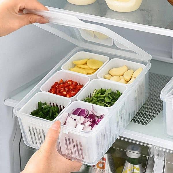 6 Grid White Plastic Food Storage Container 2