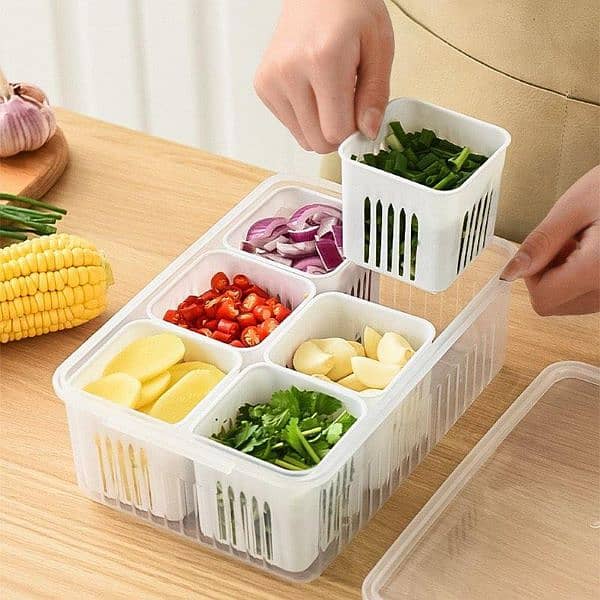 6 Grid White Plastic Food Storage Container 3