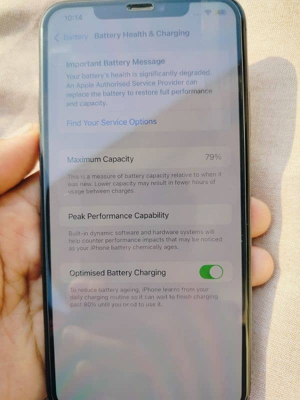 I phone 11 pro max 64 gb water pack non pta  battery health 79 0