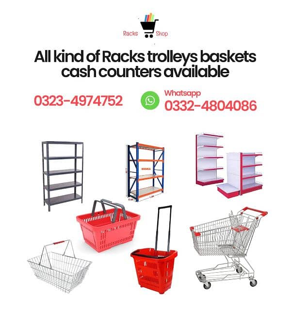 Cash Counter/ Bakery counter/ wall rack/ trolleys/ Baskets/ POS/ till 13