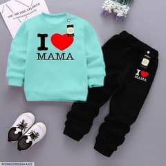 2 pcs Girls Fleece Printed Sweatshirt Tracksuit