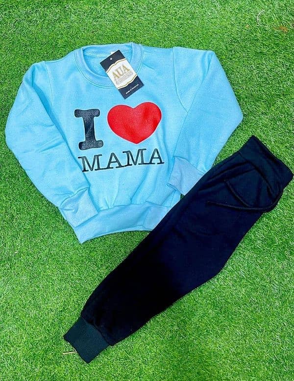 2 pcs Girls Fleece Printed Sweatshirt Tracksuit 1