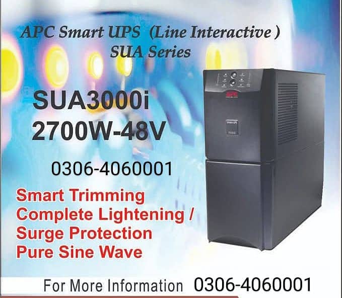 apc smart ups 3000va  48v 2700w  fresh stock avaiable SINEWAVE UPS 7