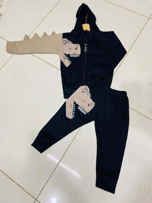 Cozy Printed Fleece Tracksuit  for boys and girls-2Pcs 1