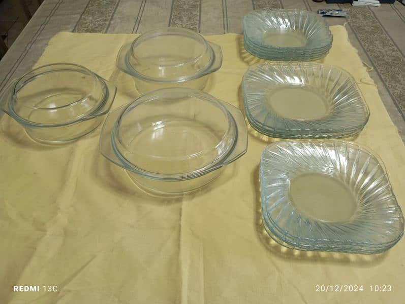 glass transparent dinner set at a reasonable price call on 03009000071 3