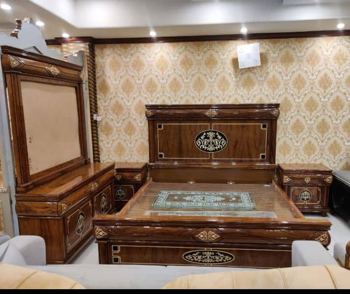 double bed set, king size bed set, sheesham wood structure, furniture 4