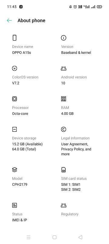 oppo A15s 4gb/64gb 7