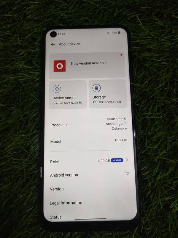 ONEPLUS NORD N200 5G 4+3 GB - RAM 64 GB ROM PTA APPROVED WITH BOX 1