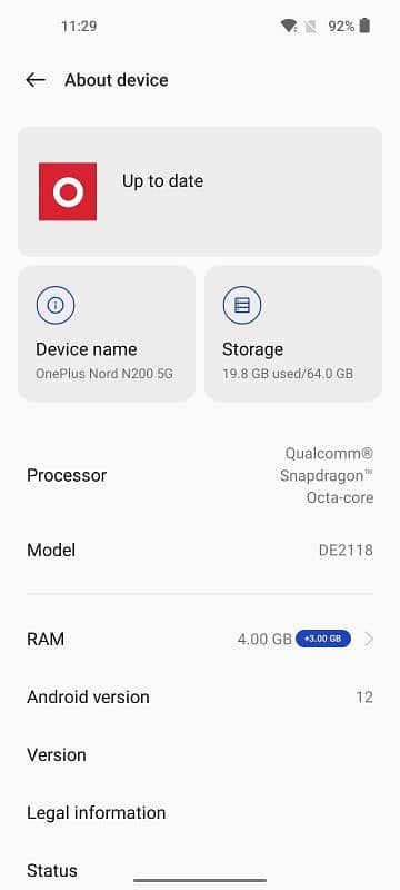 ONEPLUS NORD N200 5G 4+3 GB - RAM 64 GB ROM PTA APPROVED WITH BOX 12