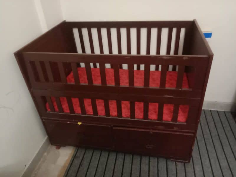 Wooden Baby Cart / Baby Cot / Baby Bed with mattress 0