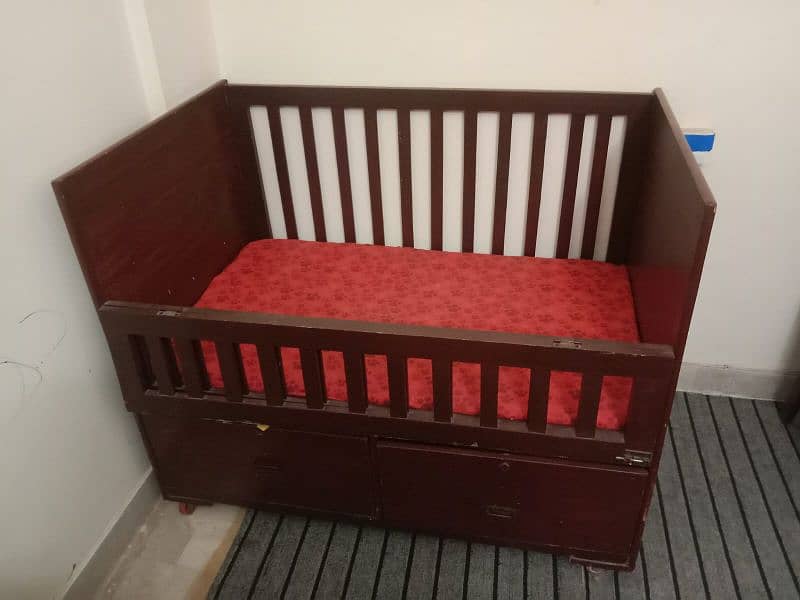 Wooden Baby Cart / Baby Cot / Baby Bed with mattress 1