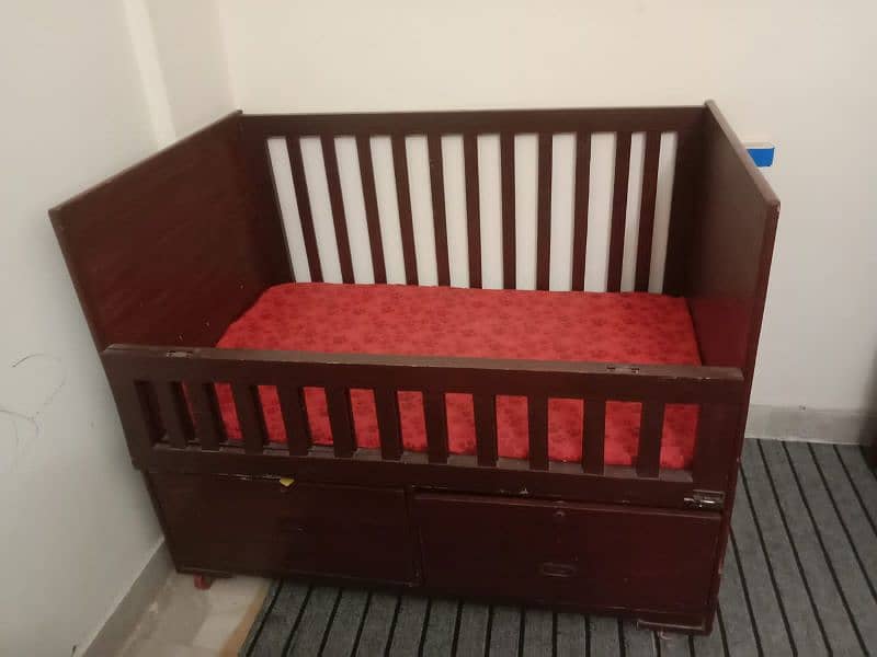 Wooden Baby Cart / Baby Cot / Baby Bed with mattress 3