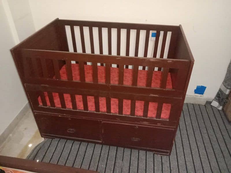 Wooden Baby Cart / Baby Cot / Baby Bed with mattress 7