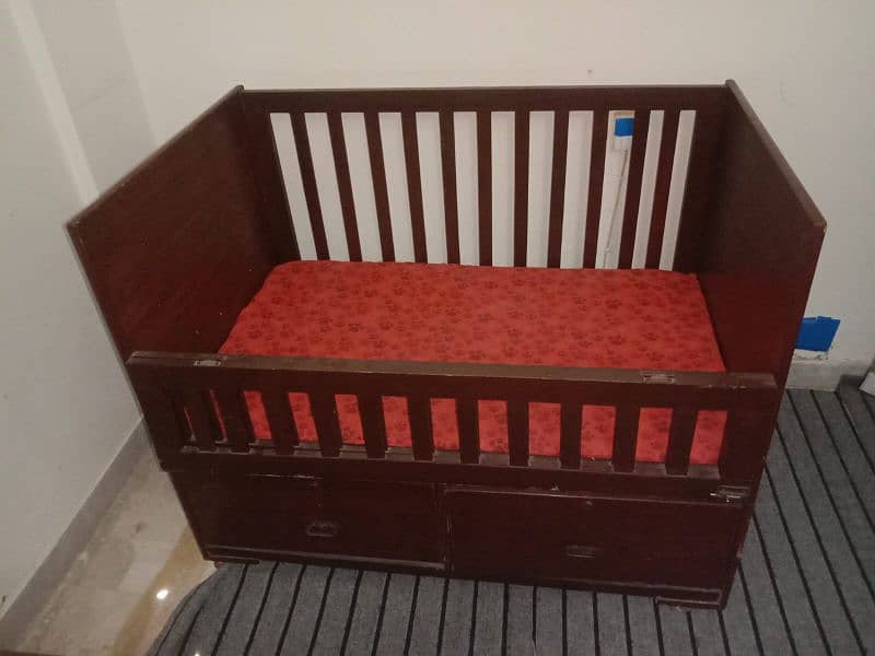 Wooden Baby Cart / Baby Cot / Baby Bed with mattress 11