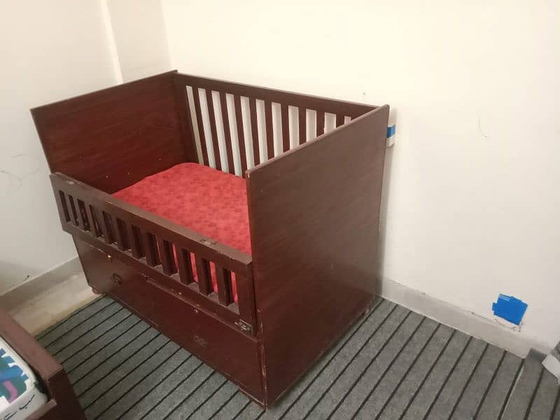 Wooden Baby Cart / Baby Cot / Baby Bed with mattress 12