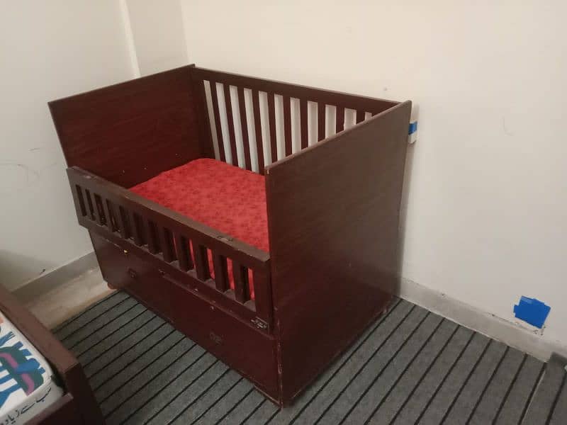 Wooden Baby Cart / Baby Cot / Baby Bed with mattress 14