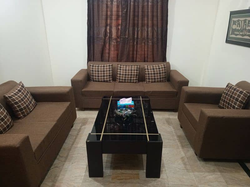 Brown Sofa Set with Table 0