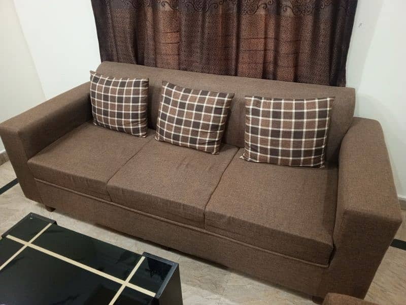 Brown Sofa Set with Table 3