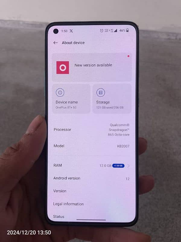 one plus 8t 12 GB 256 PTA 6