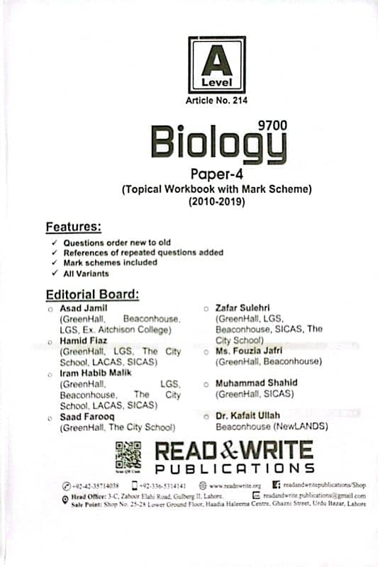 Read & Write Alevel Biology Paper 4 Topical Past Papers (2010-2019) 1