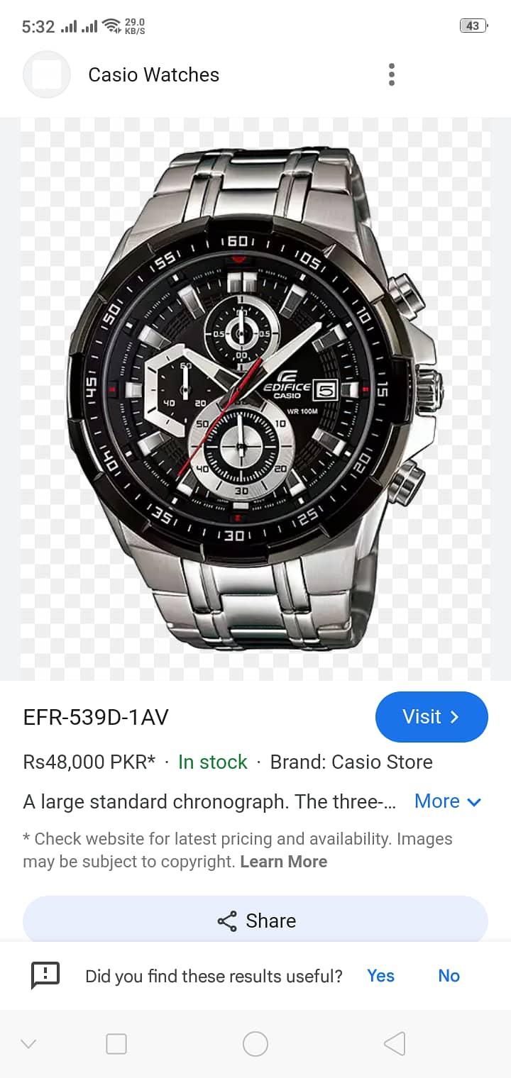 Casio Edifice original.  Model No: EFR-539 DY STAINLESS TEEL. 7