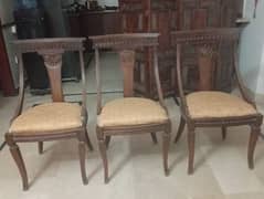 Dining table for 4 persons, shesum wood with 3 chairs