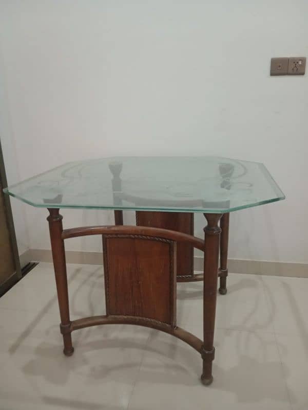 Dining table for 4 persons, shesum wood with 3 chairs 1