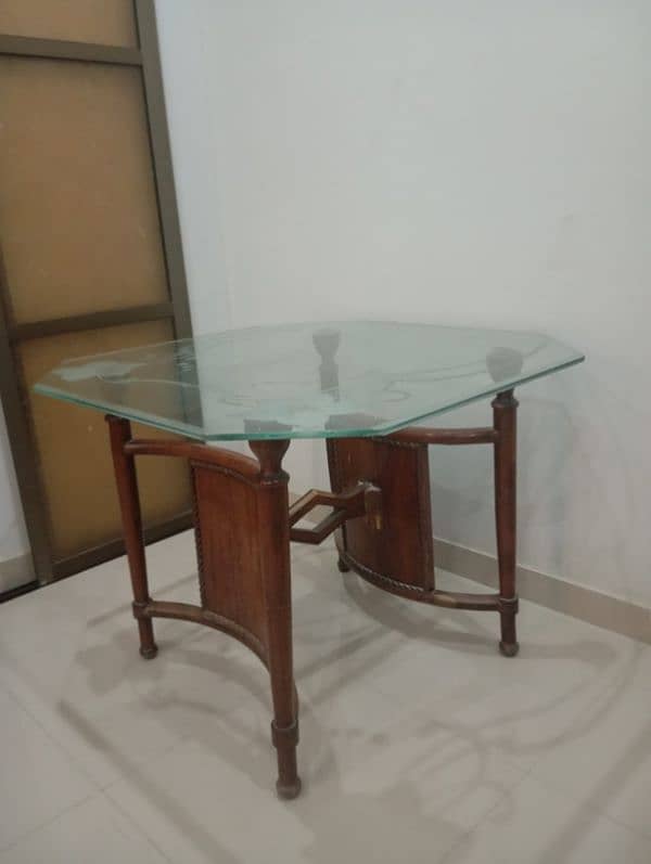 Dining table for 4 persons, shesum wood with 3 chairs 2