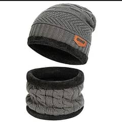 2pcs wool Baenie And Neck Warmer Winter