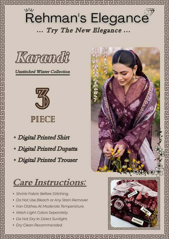 Ladies suit | 3 pcs suit | unstitch Suits | Karandi | Printed Suits 0