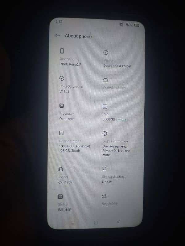 Reno 2F 8gb 128gb urgent sale 7