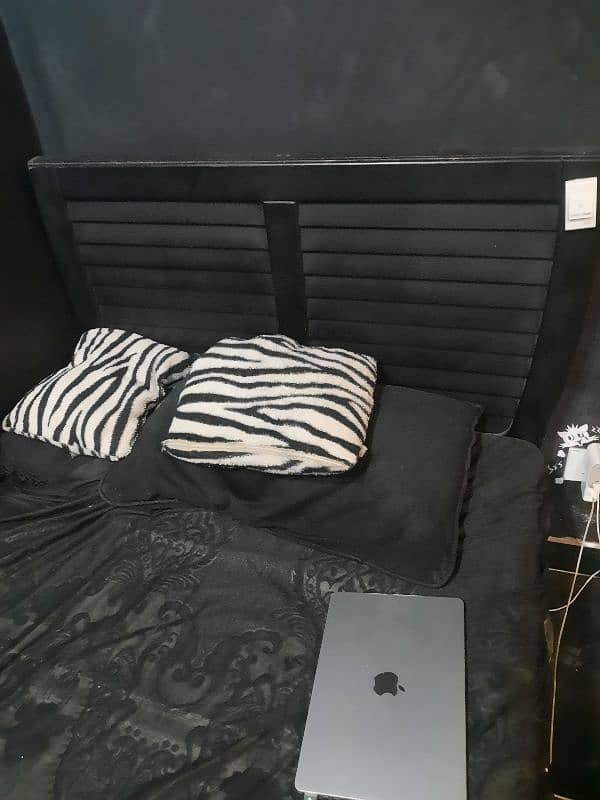 Wood Black Single Bed With Mattress 2