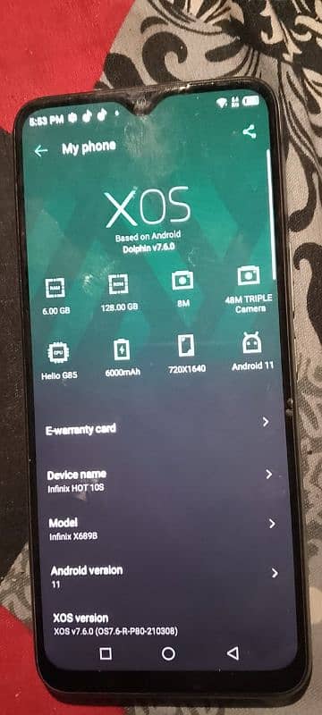 Infinix hot 10s 10/10 condition price 21k 3