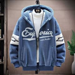 Men's Blue Hooded Jacket.