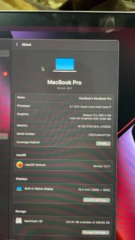 MacBook Pro 2017 15” touch bar 1