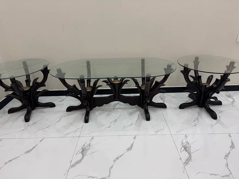 Set of three tables Mirror tables 3 pieces 9