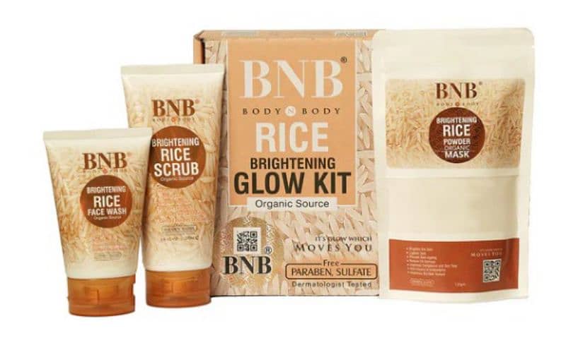 BNB Rice Extract Bright & Glow Kit (Face Wash+Scrub+Mask) 0