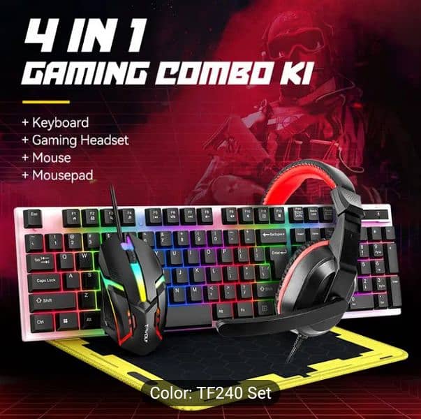 4in. one kit mouse headphones mouse pad and keyboard 0