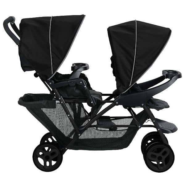 GRACO Stadium Duo Stroller Pram - Black & Grey 0