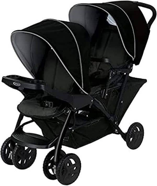 GRACO Stadium Duo Stroller Pram - Black & Grey 2